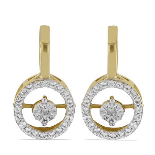 BUY NATURAL WHITE DIAMOND DOUBLE CUT GEMSTONE EARRINGS IN STERLING SILVER